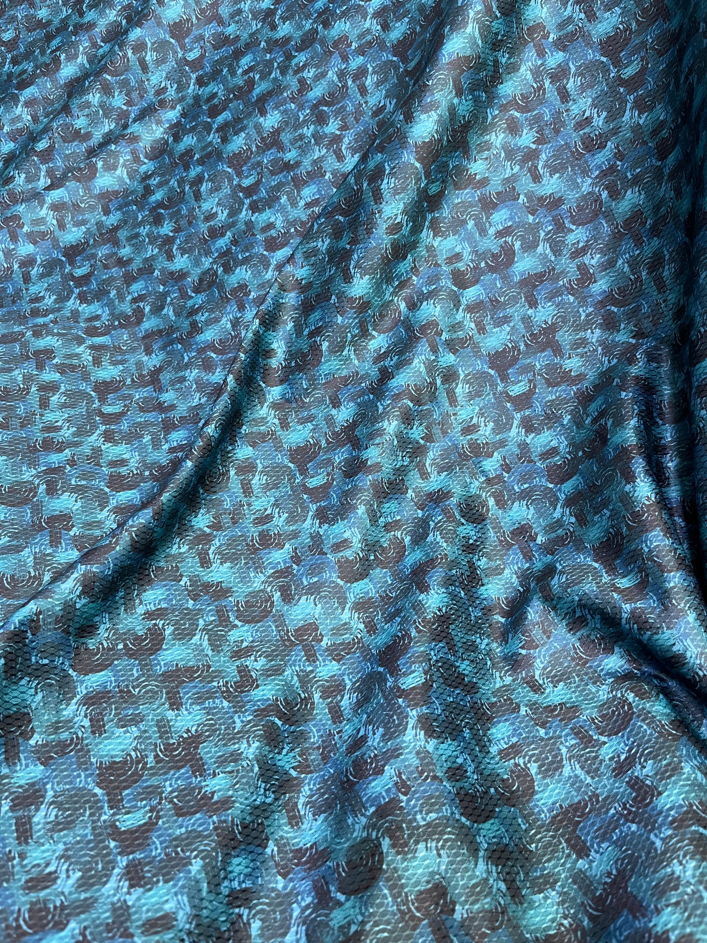 Premium Sea Green Abstract Mix-Cotton Dobby Print Shirt Fabric – 36” Width for Fine Stitching