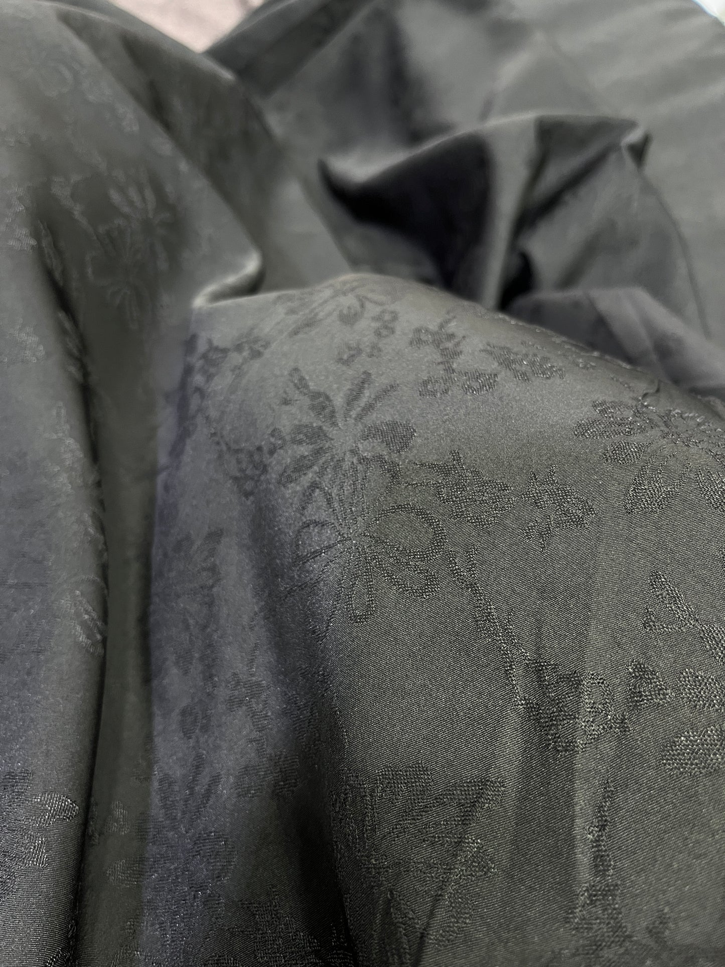 Premium Wrinkle-Free Black Jacquard Floral Fabric | 58" Wide | Ideal for Shirts & Kurtas