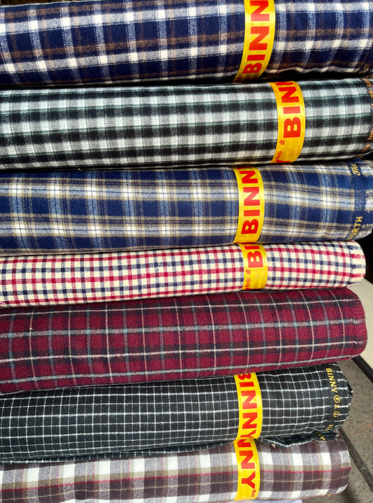 Binny Cottswool Checkered Winterwear Fabric (44” Wide, Multiple Designs, Soft & Warm Wool Blend)
