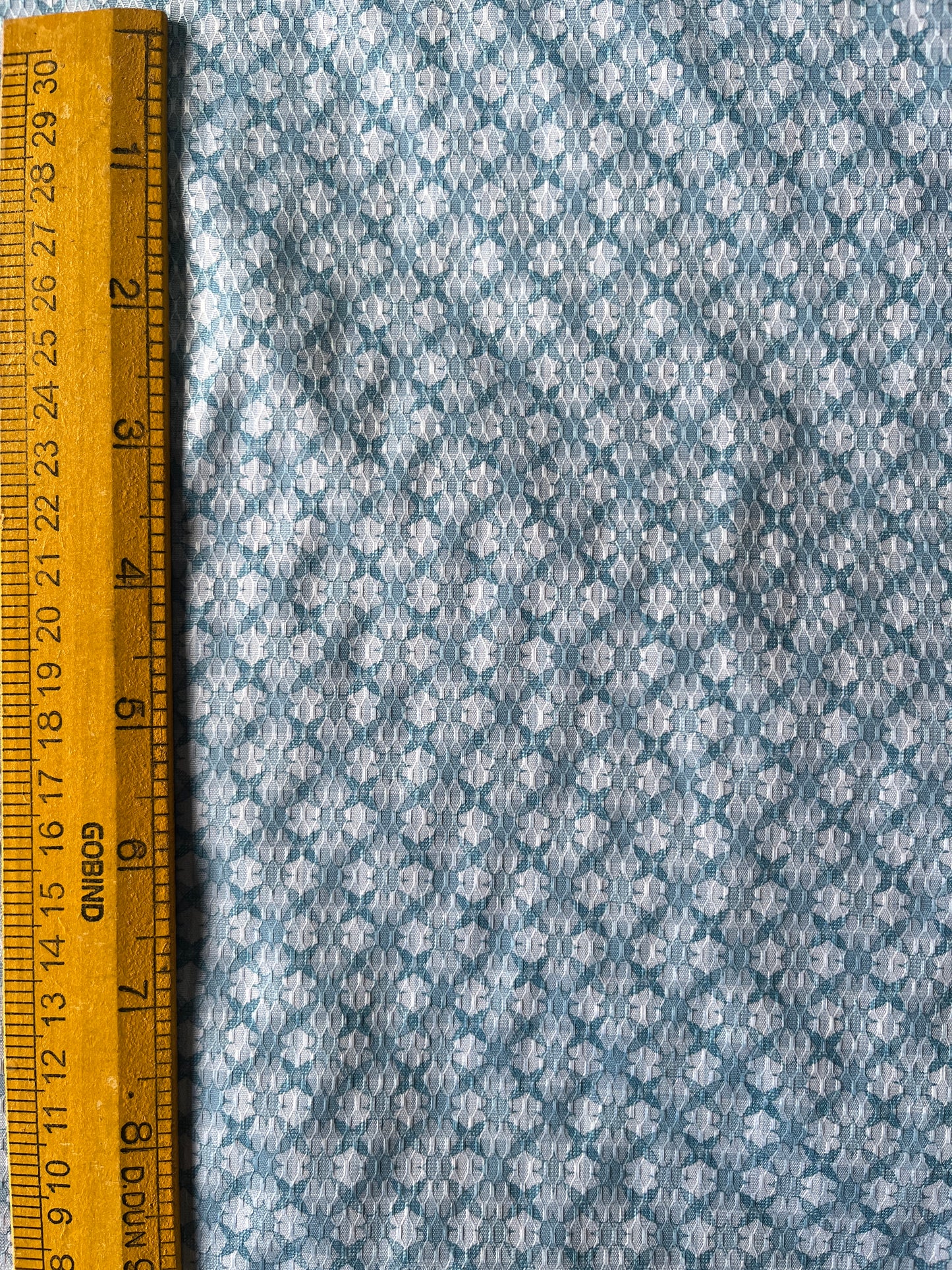 Premium 36" Sky Blue Cotton Mix Geometric Dobby Print Fabric – Perfect for Custom Shirts & Kurtas