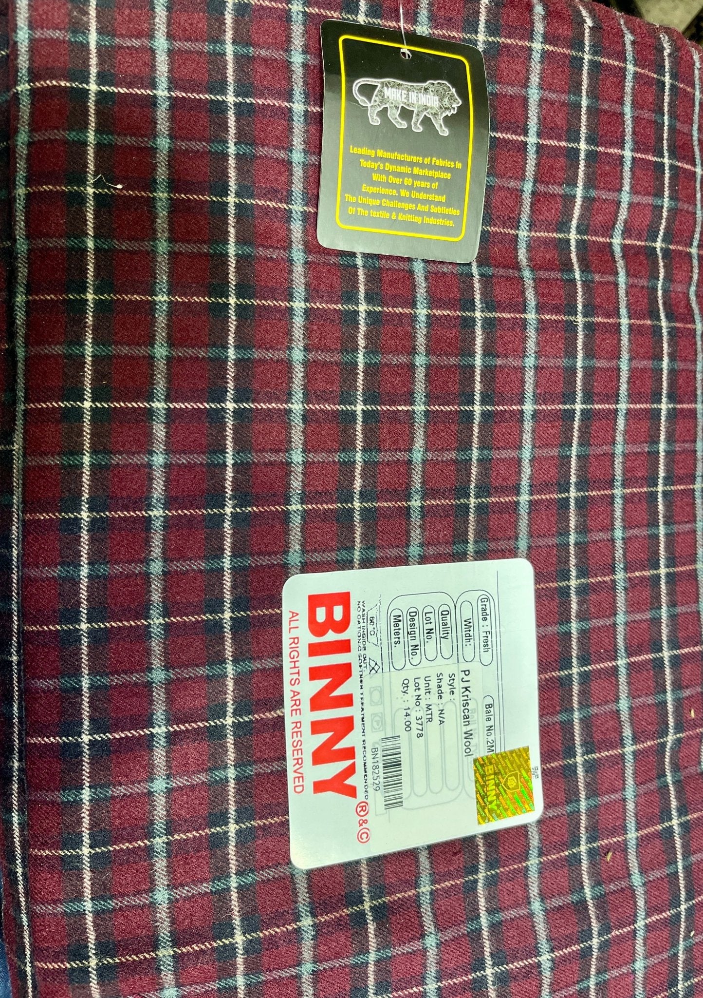 Binny Cottswool Checkered Winterwear Fabric (44” Wide, Multiple Designs, Soft & Warm Wool Blend) - Poshak Fabrics