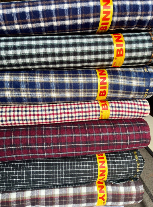Binny Cottswool Checkered Winterwear Fabric (44” Wide, Multiple Designs, Soft & Warm Wool Blend) - Poshak Fabrics