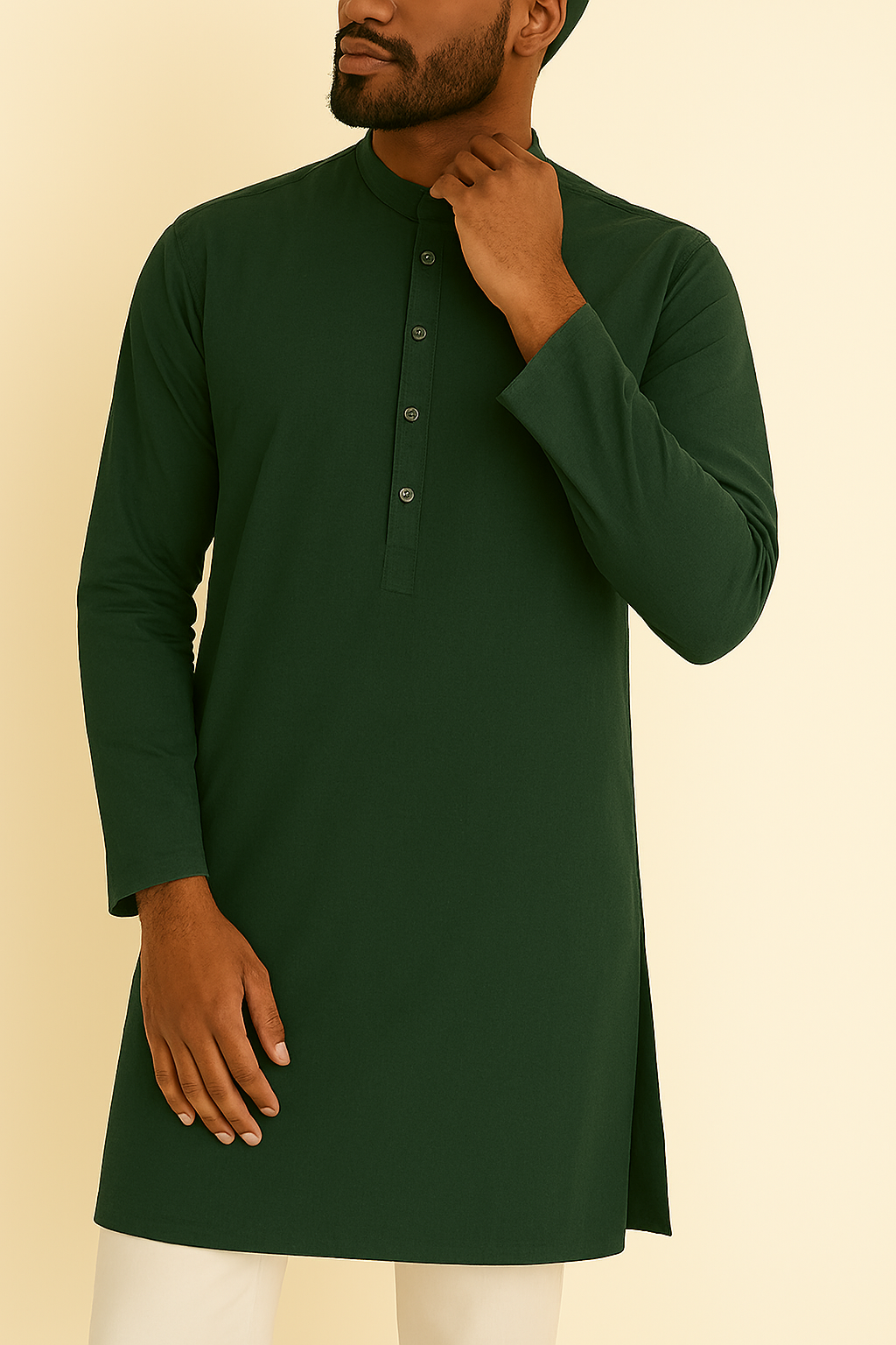 Premium Dark Bottle Green Addi/Paper Cotton Kurta Fabric – Ultra-Thin & Breathable, 58" Wide