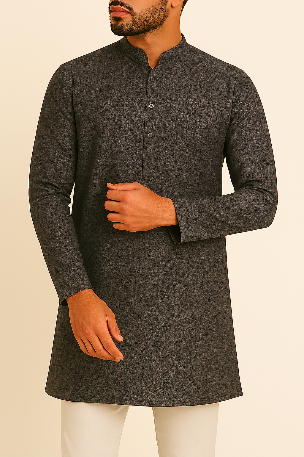 Premium Brown Addi/Paper Cotton Jacquard Print Kurta Fabric – 58” Width for Crisp Tailoring