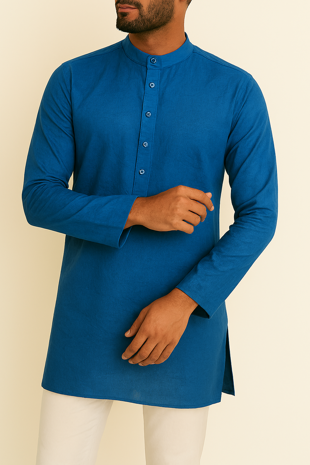 Premium Dark Firozi Blue Addi/Paper Cotton Kurta Fabric – Ultra-Thin & Breathable, 58" Wide