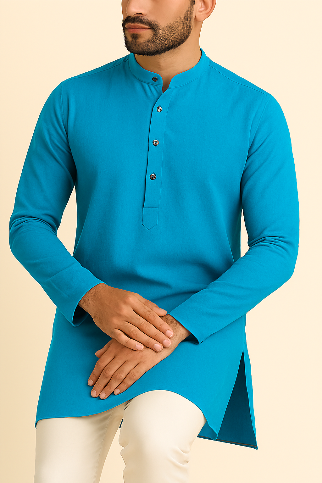 Premium Firozi Blue Addi/Paper Cotton Kurta Fabric – Ultra-Thin & Breathable, 58" Wide