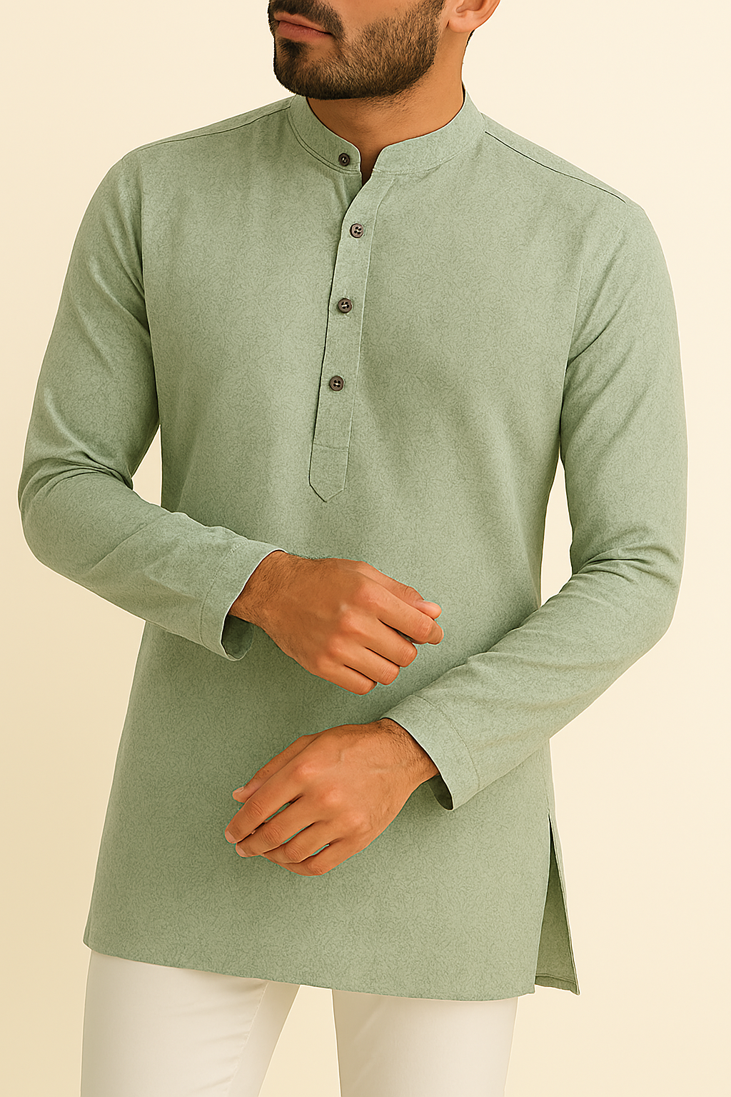 Premium Light Green Jacquard Floral Self Print Addi/Paper Cotton Kurta Fabric – Ultra-Thin & Breathable, 58" Wide