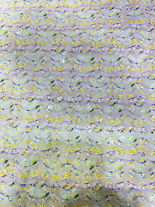 Mint Blossom Multicolour Sequins Cotton Chikan Fabric – 58” Wide, Buttery Soft & Breathable – For Kurta Elegance - Poshak Fabrics