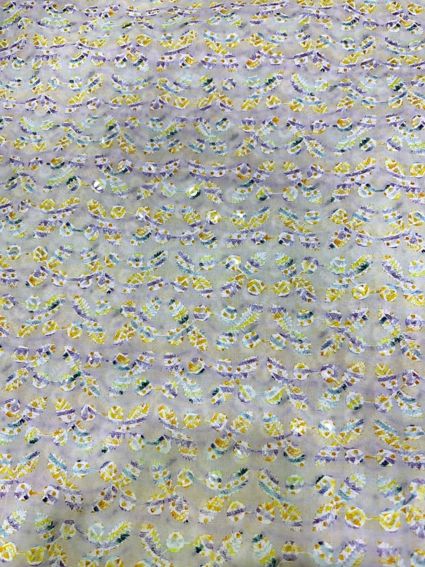 men's fabrics mint-blossom-multicolour-sequins-cotton-chikan-fabric-58-wide-buttery-soft-breathable-for-kurta-elegancesequins-fabrics-7630655 - Poshak Fabrics