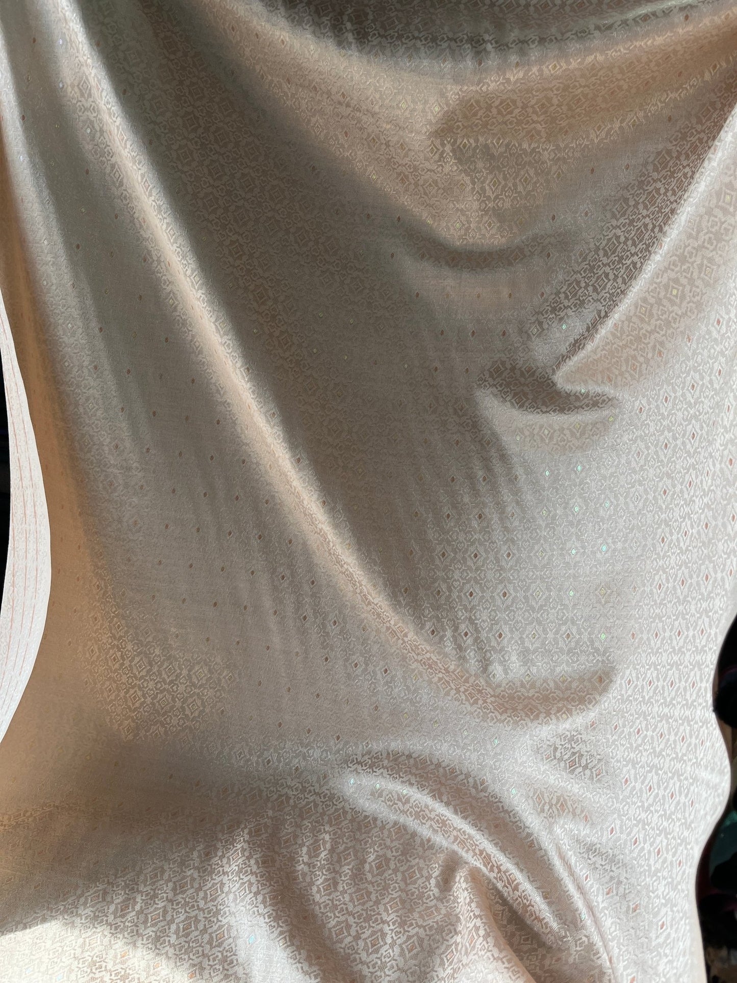 Peach Diamond Shimmer Synthetic - Mix Partywear Fabric – 36" Width – Glamorous Finish - Poshak Fabrics