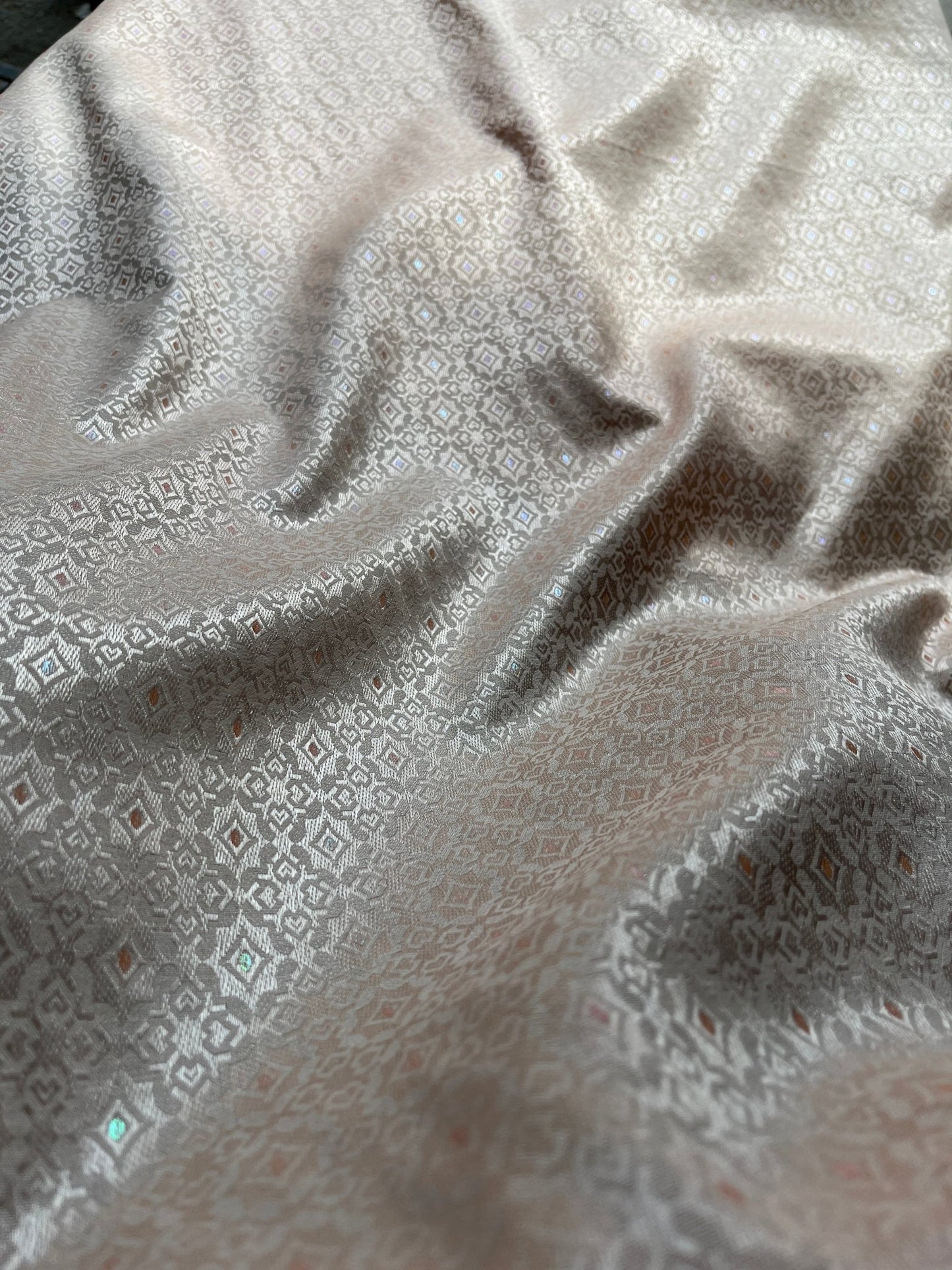 Peach Diamond Shimmer Synthetic - Mix Partywear Fabric – 36" Width – Glamorous Finish - Poshak Fabrics