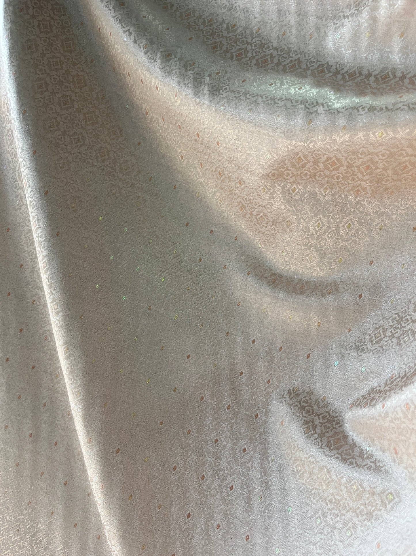 Peach Diamond Shimmer Synthetic - Mix Partywear Fabric – 36" Width – Glamorous Finish - Poshak Fabrics