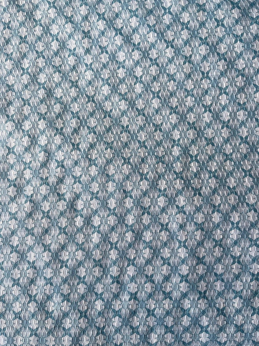 Premium 36" Sky Blue Cotton Mix Geometric Dobby Print Fabric – Perfect for Custom Shirts & Kurtas - Poshak Fabrics