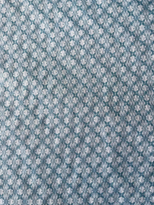 Premium 36" Sky Blue Cotton Mix Geometric Dobby Print Fabric – Perfect for Custom Kurta