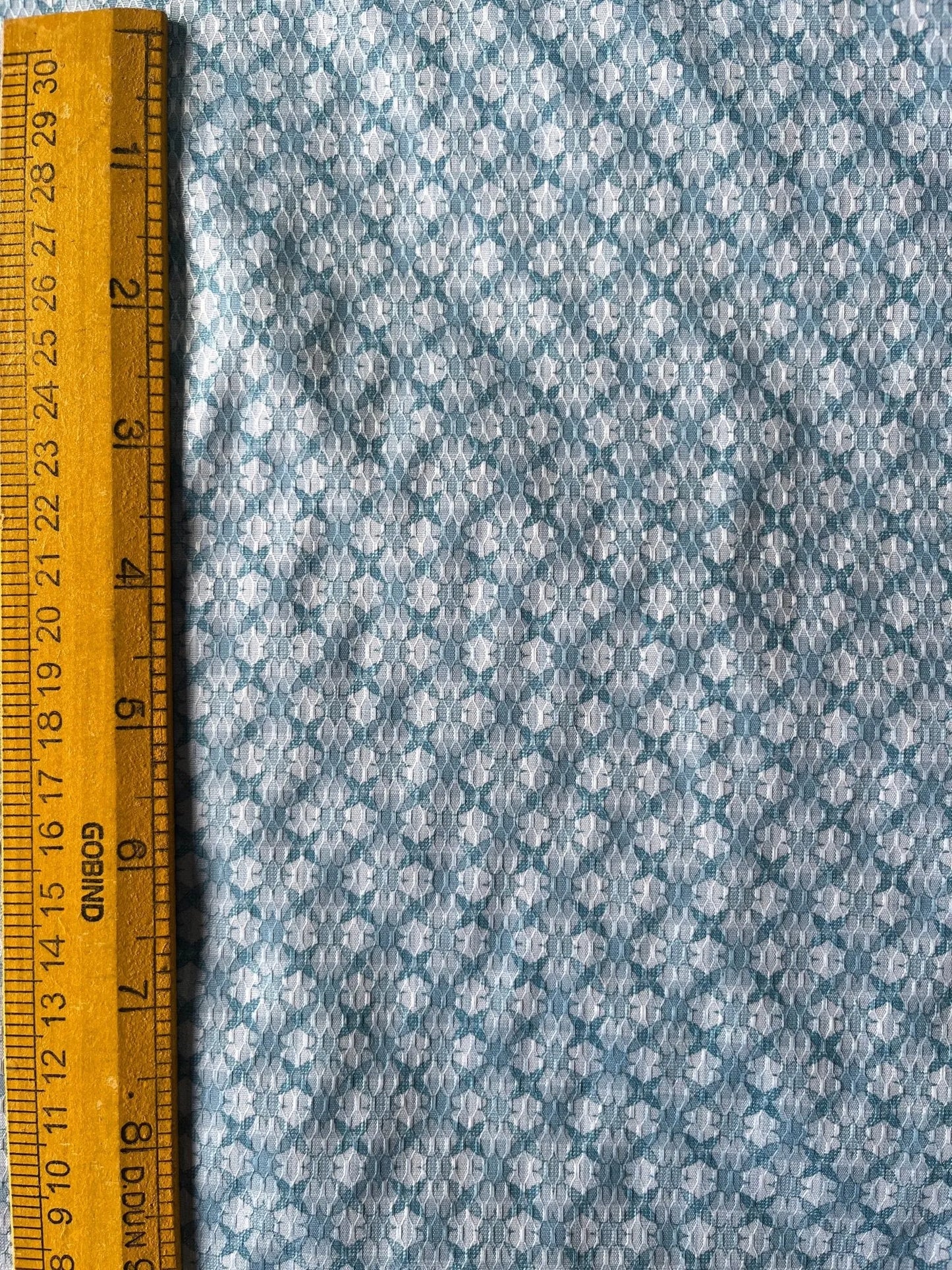 Premium 36" Sky Blue Cotton Mix Geometric Dobby Print Fabric – Perfect for Custom Shirts & Kurtas - Poshak Fabrics