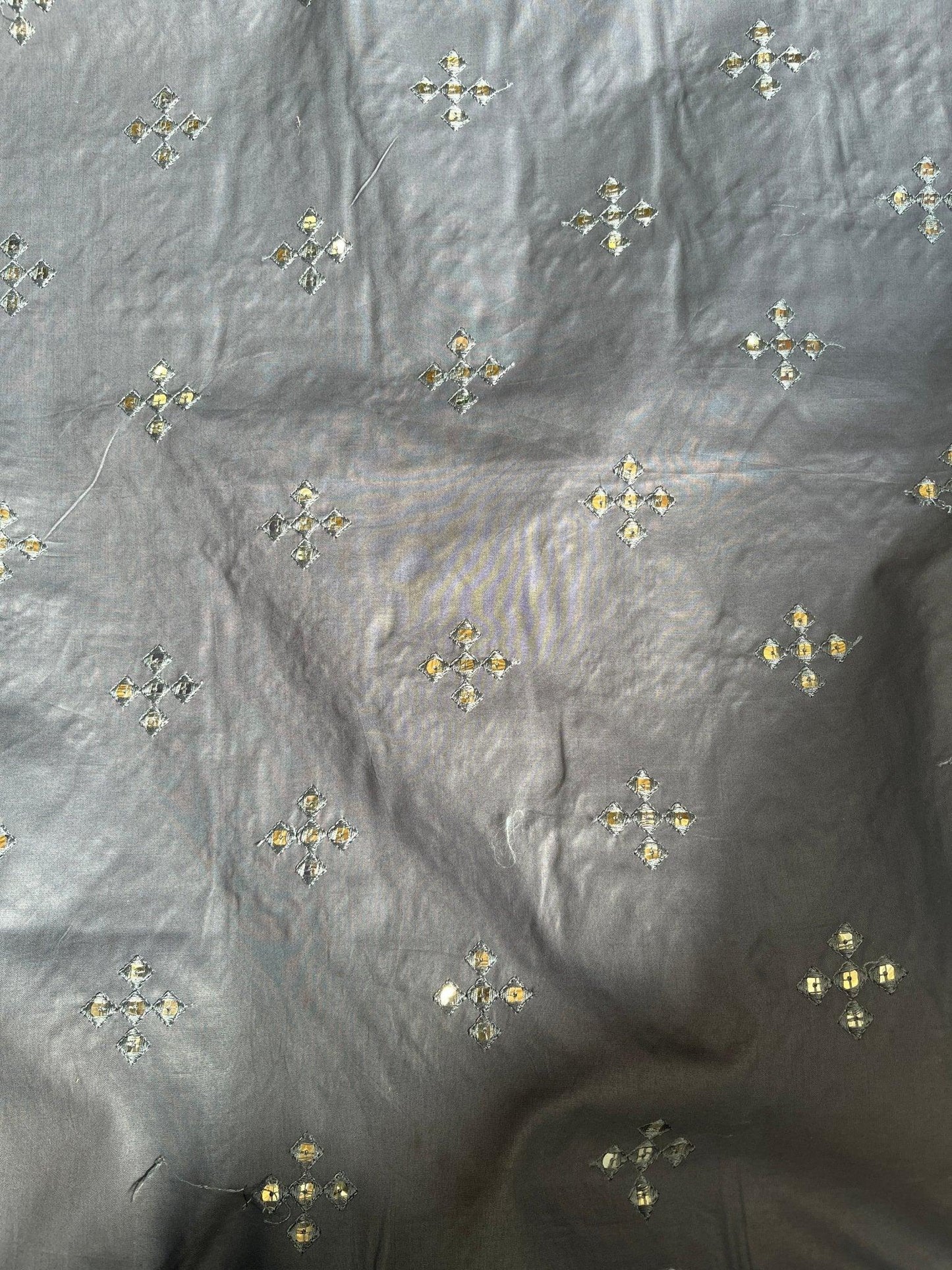 Premium 58" Dark Grey Paper Cotton (Addi) Sequin Design Fabric – Perfect for Well - Stitched Kurtas - Poshak Fabrics