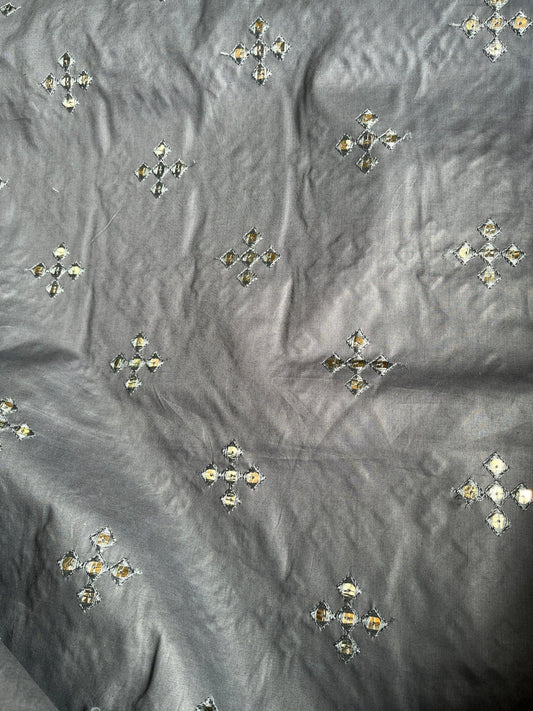 Premium 58" Dark Grey Paper Cotton (Addi) Sequin Design Fabric – Perfect for Well - Stitched Kurtas - Poshak Fabrics