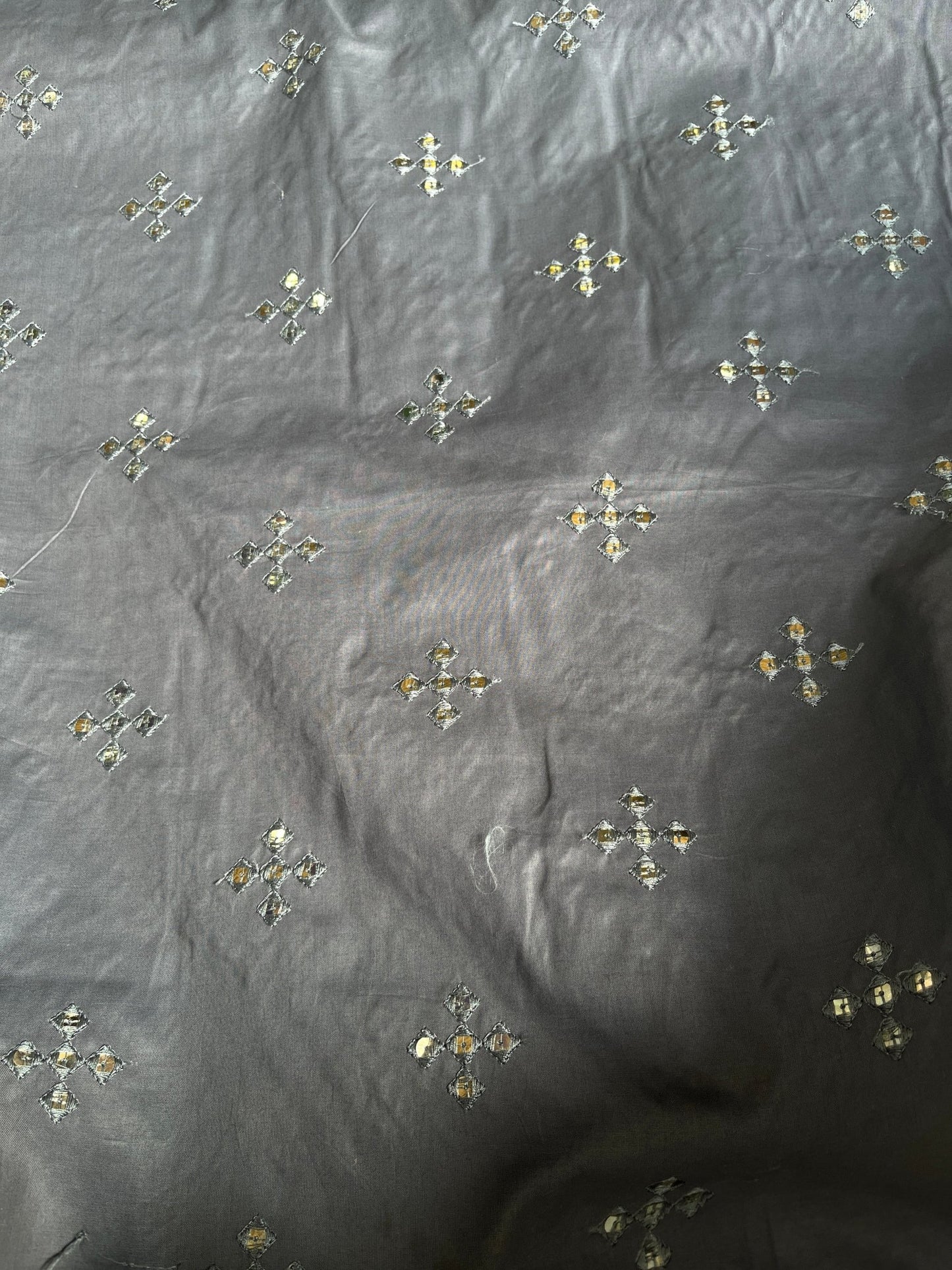 Premium 58" Dark Grey Paper Cotton (Addi) Sequin Design Fabric – Perfect for Well - Stitched Kurtas - Poshak Fabrics