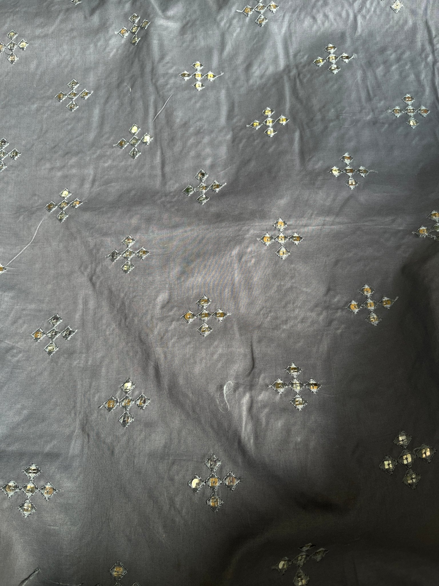 Premium 58" Dark Grey Paper Cotton (Addi) Sequin Design Fabric – Perfect for Well - Stitched Kurtas - Poshak Fabrics