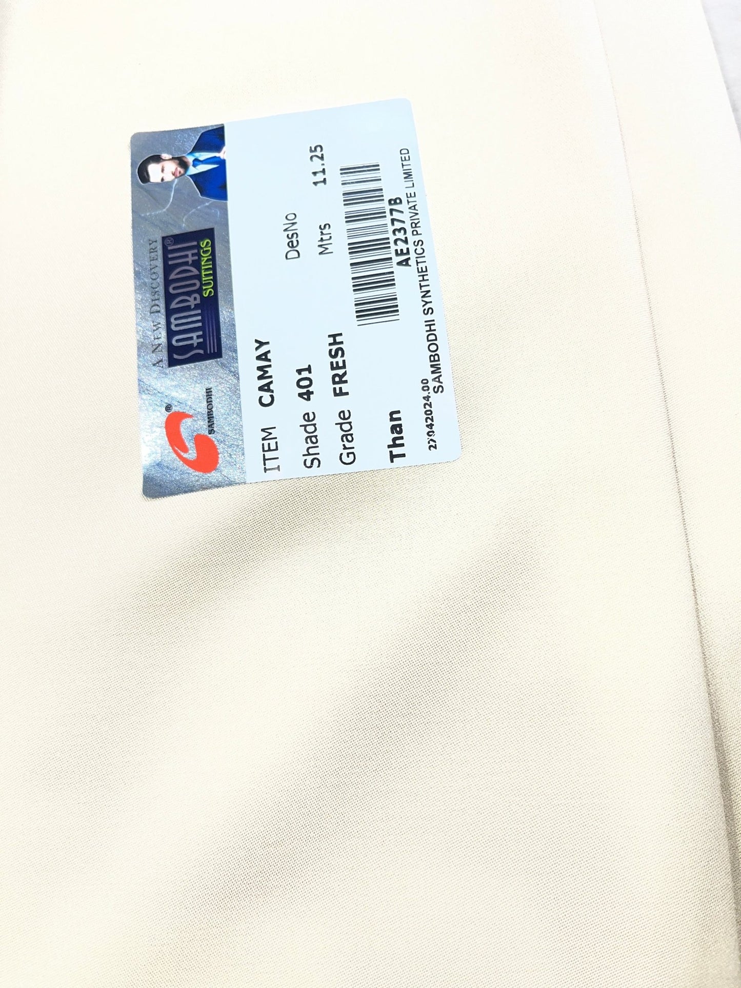 Premium 58" Sambodhi Camay Shiny Beige Suiting Fabric – For Impeccably Tailored Party & Formal Wear - Poshak Fabrics