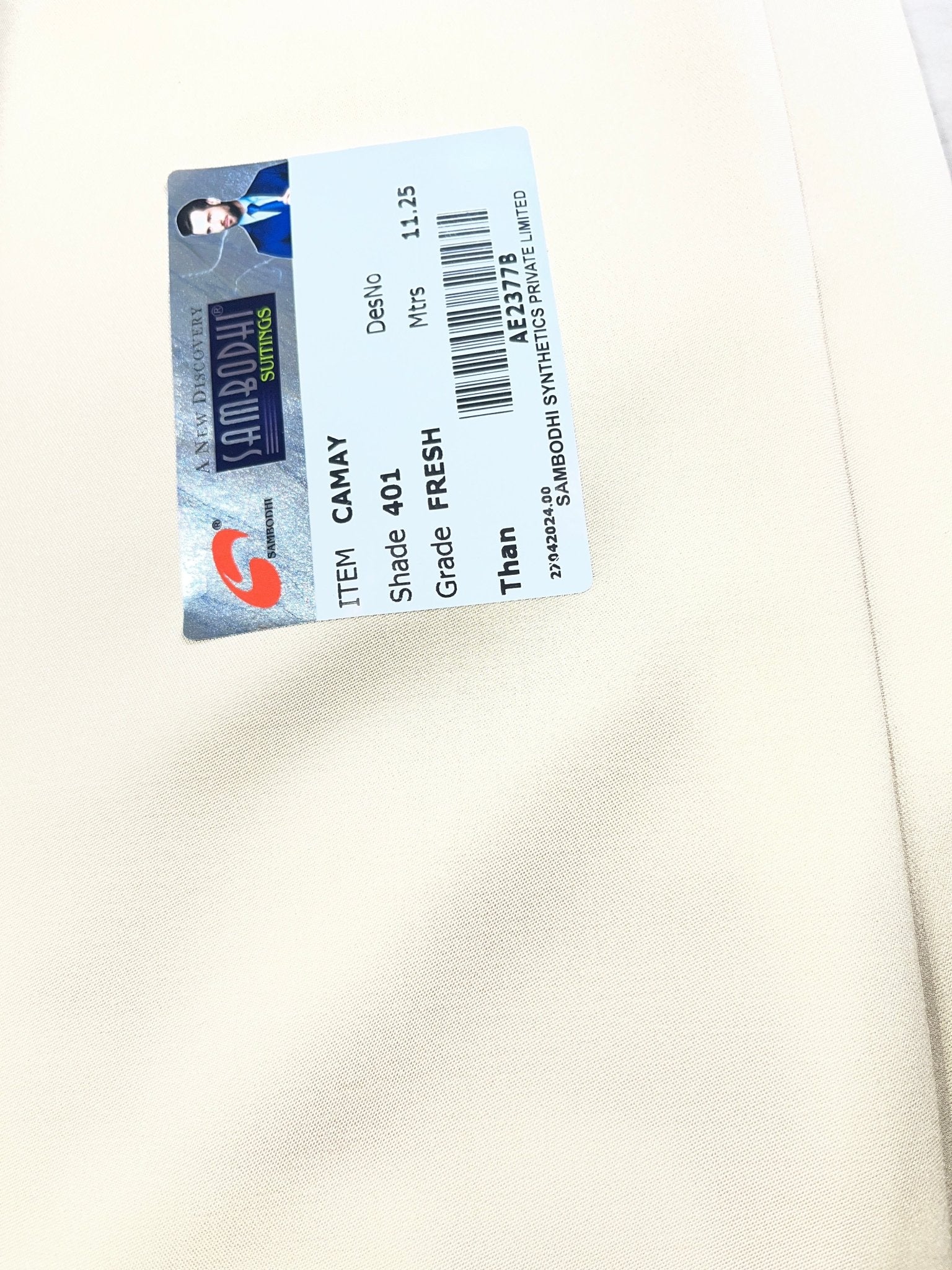 Premium 58" Sambodhi Camay Shiny Beige Suiting Fabric – For Impeccably Tailored Party & Formal Wear - Poshak Fabrics