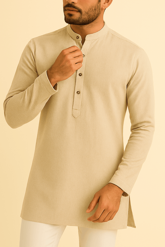 Premium Biscuit Addi/Paper Cotton Kurta Fabric – Ultra - Thin & Breathable, 58" Wide - Poshak Fabrics