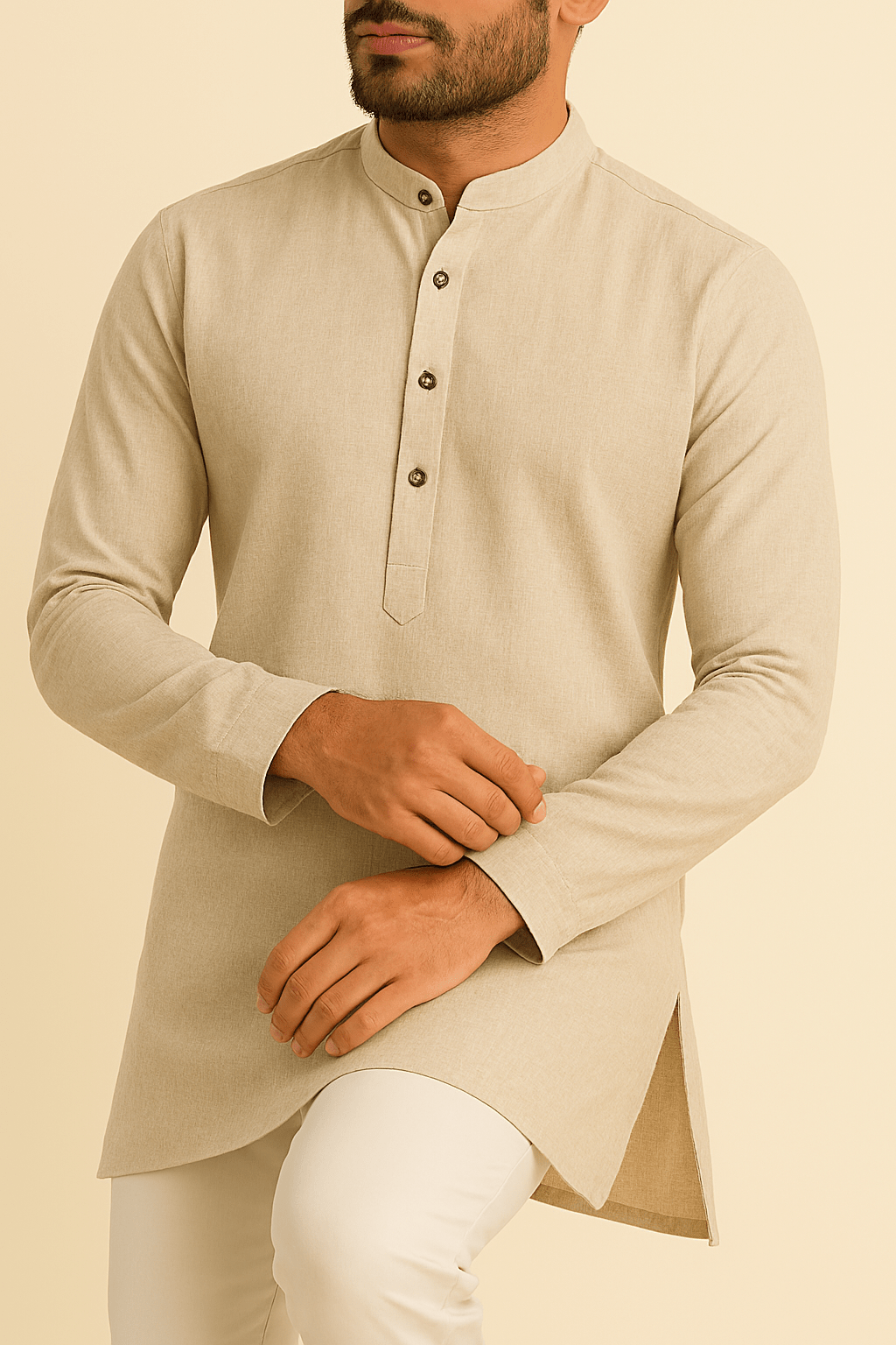 Premium Biscuit Addi/Paper Cotton Kurta Fabric – Ultra - Thin & Breathable, 58" Wide - Poshak Fabrics