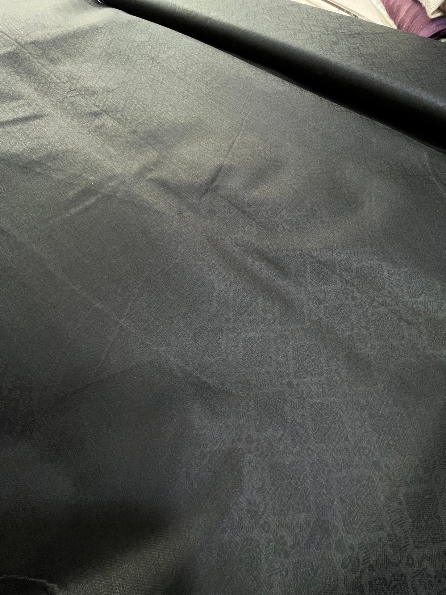 Premium Black Addi/Paper Cotton Geometric Jacquard Kurta Fabric – 58" Wide, Superior Stitching Quality - Poshak Fabrics