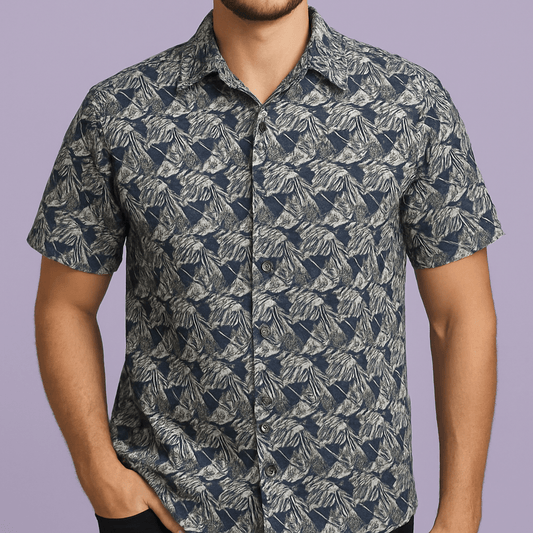 Premium Blue - White Floral Print Mix - Cotton Shirt Fabric – 36” Width for Flawless Stitching - Poshak Fabrics