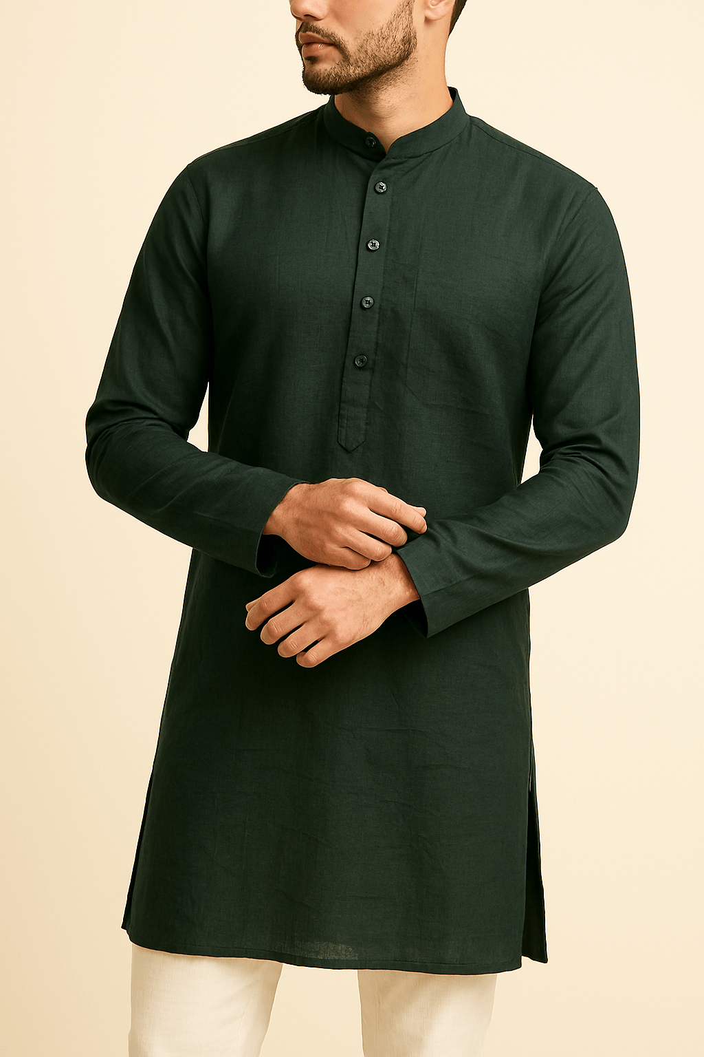Premium Bottle Green Addi/Paper Cotton Kurta Fabric – Ultra - Thin & Breathable, 58" Wide - Poshak Fabrics