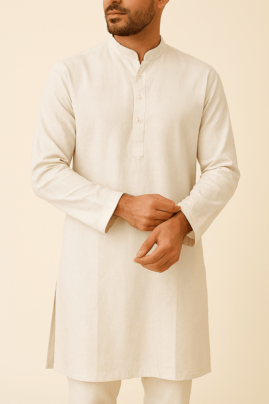Premium Cream Addi/Paper Cotton Kurta Fabric – Ultra - Thin & Breathable, 58" Wide - Poshak Fabrics