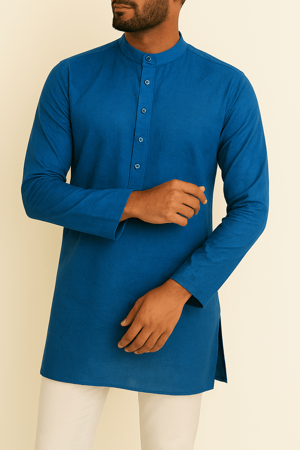 Premium Dark Firozi Blue Addi/Paper Cotton Kurta Fabric – Ultra - Thin & Breathable, 58" Wide - Poshak Fabrics