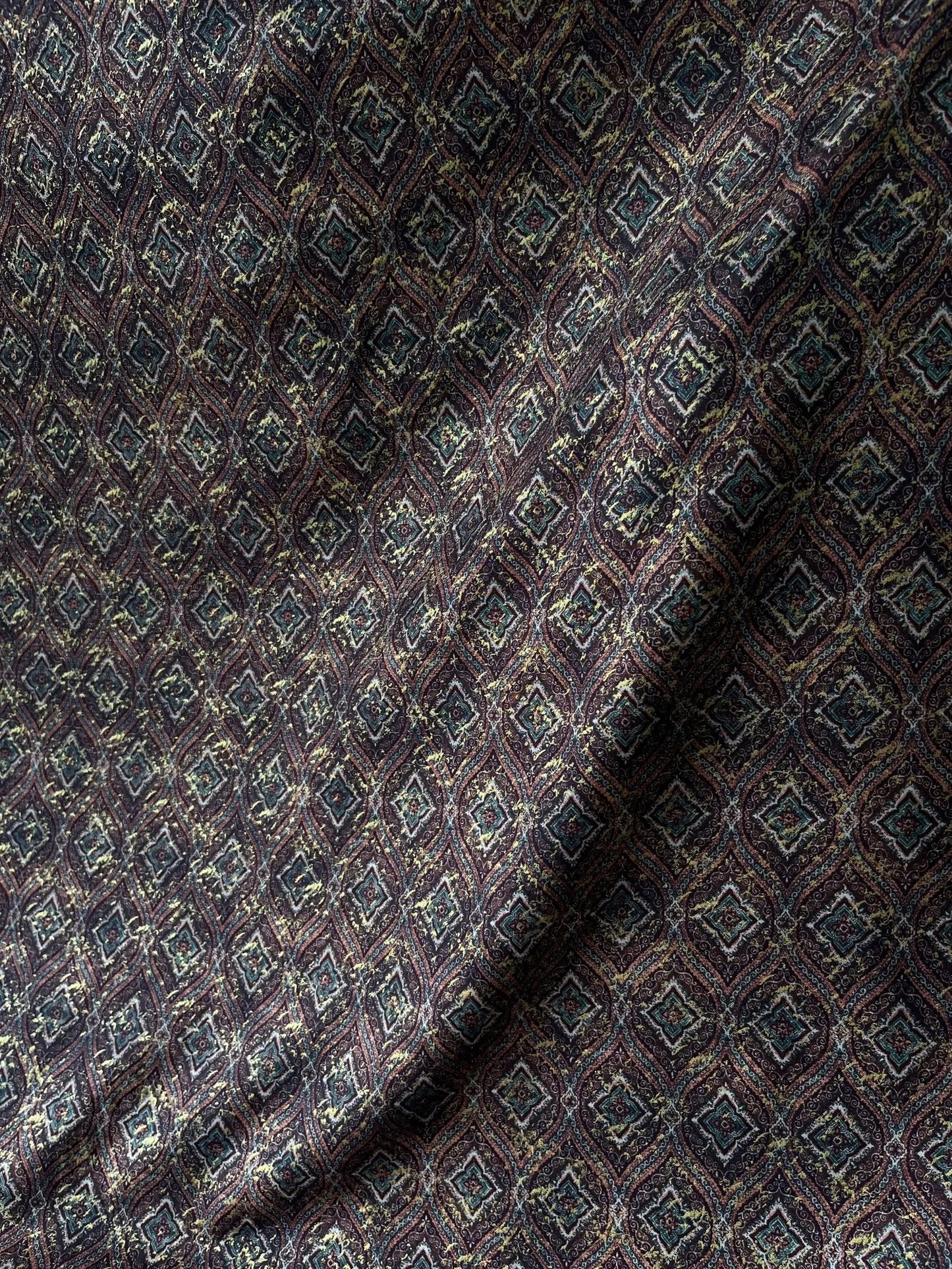 Premium Golden Maroon Geometric Sparkled Print Mix - Cotton Kurta Fabric – 36” Width for Fine Tailoring - Poshak Fabrics