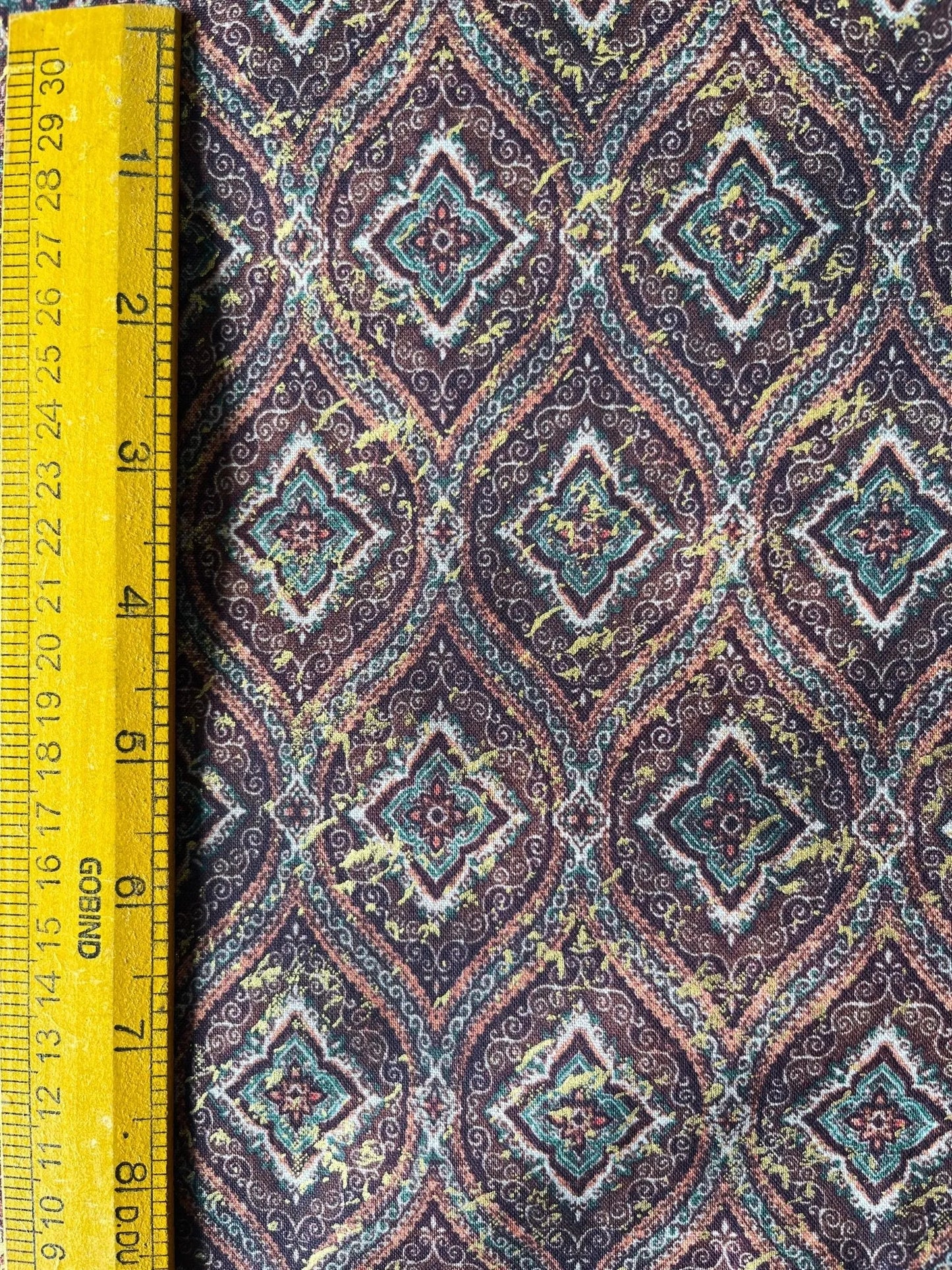 Premium Golden Maroon Geometric Sparkled Print Mix - Cotton Kurta Fabric – 36” Width for Fine Tailoring - Poshak Fabrics