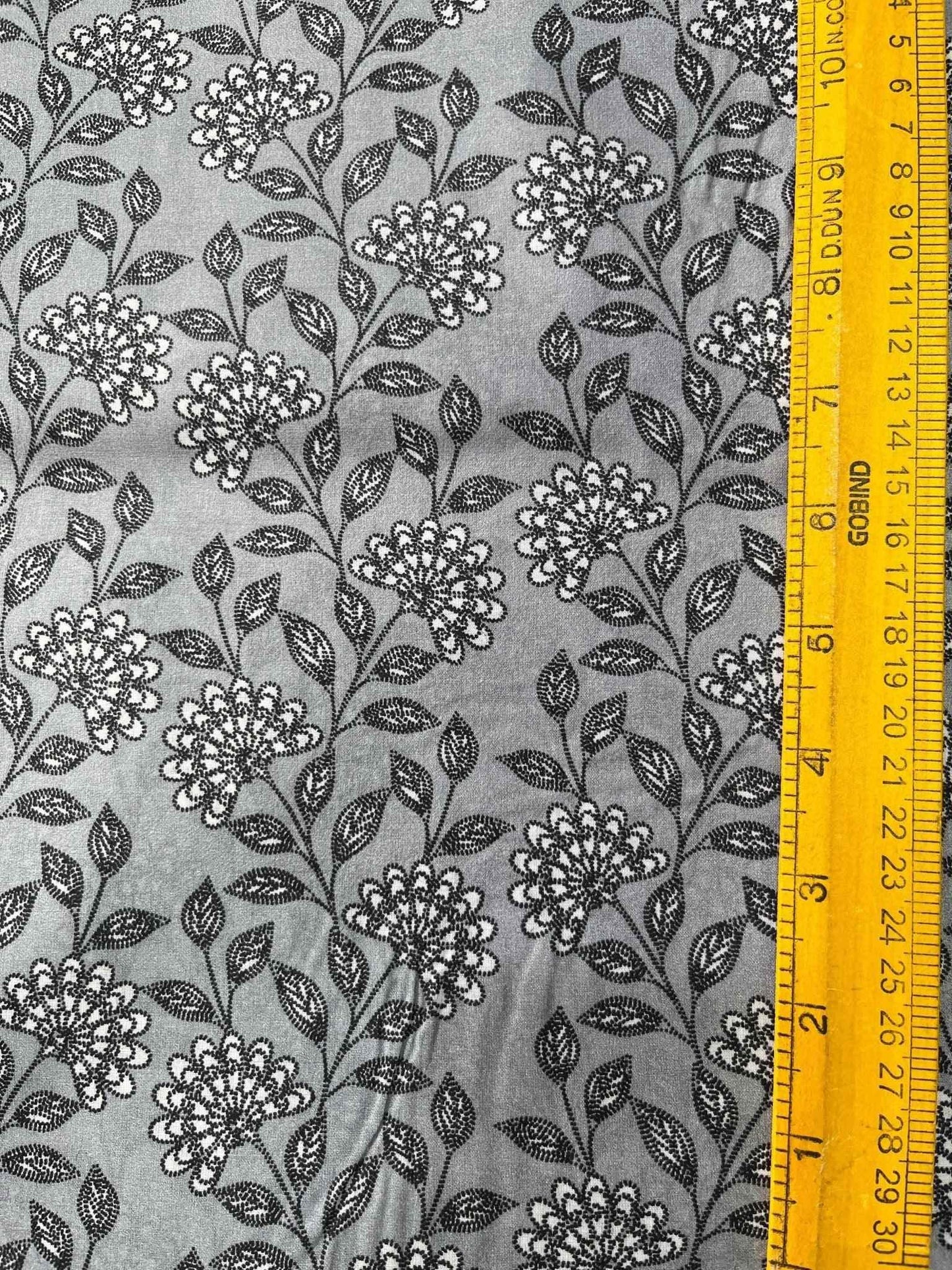 men's fabrics premium-grey-addipaper-cotton-kurta-fabric-with-black-floral-print-ultra-light-breathable-58-widepaper-cotton-4282926 - Poshak Fabrics
