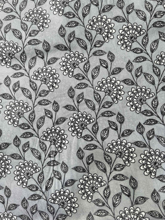 men's fabrics premium-grey-addipaper-cotton-kurta-fabric-with-black-floral-print-ultra-light-breathable-58-widepaper-cotton-9040439 - Poshak Fabrics