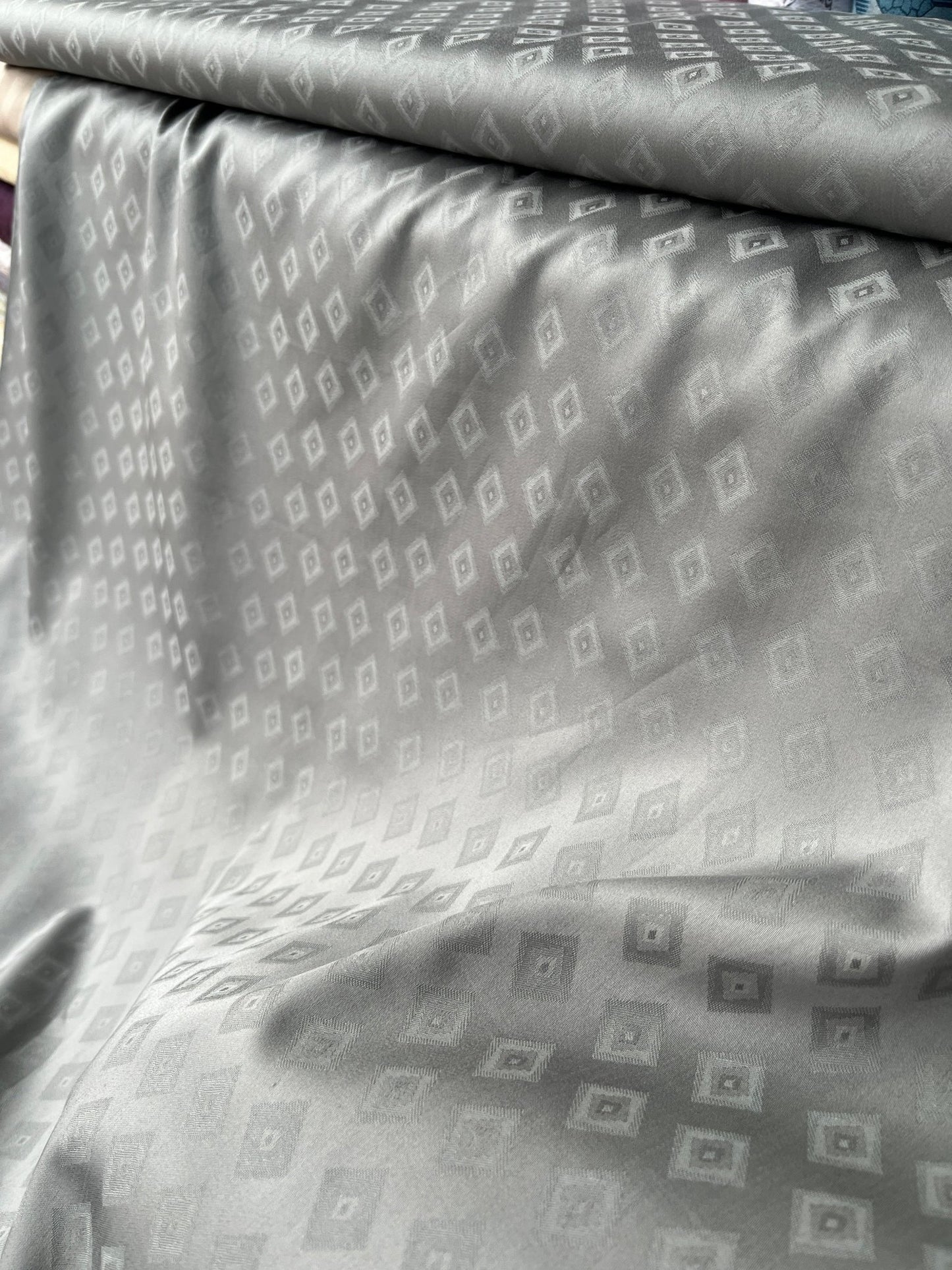 Premium Grey Cotton Jacquard Print Fabric – 58" Wide | Ideal for Well - Stitched Shirts & Kurtas - Poshak Fabrics