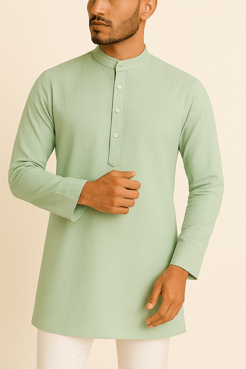 Premium Light Green Addi/Paper Cotton Kurta Fabric – Ultra - Thin & Breathable, 58" Wide - Poshak Fabrics