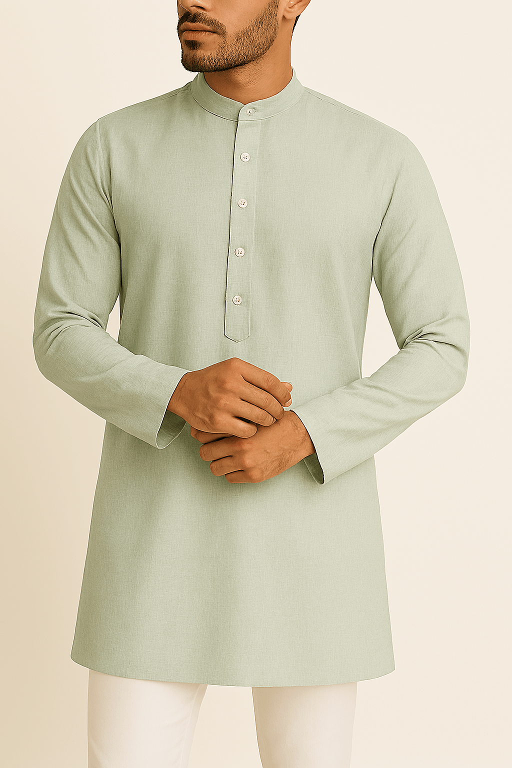 Premium Light Green Addi/Paper Cotton Kurta Fabric – Ultra - Thin & Breathable, 58" Wide - Poshak Fabrics