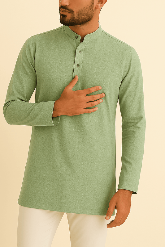 Premium Light Green Jacquard Floral Self Print Addi/Paper Cotton Kurta Fabric – Ultra - Thin & Breathable, 58" Wide - Poshak Fabrics