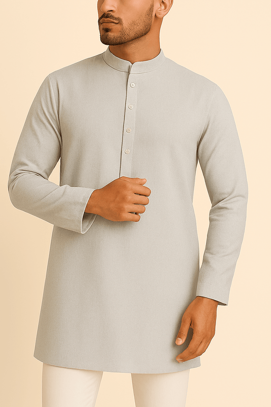 Premium Light Grey Addi/Paper Cotton Kurta Fabric – Ultra - Thin & Breathable, 58" Wide - Poshak Fabrics