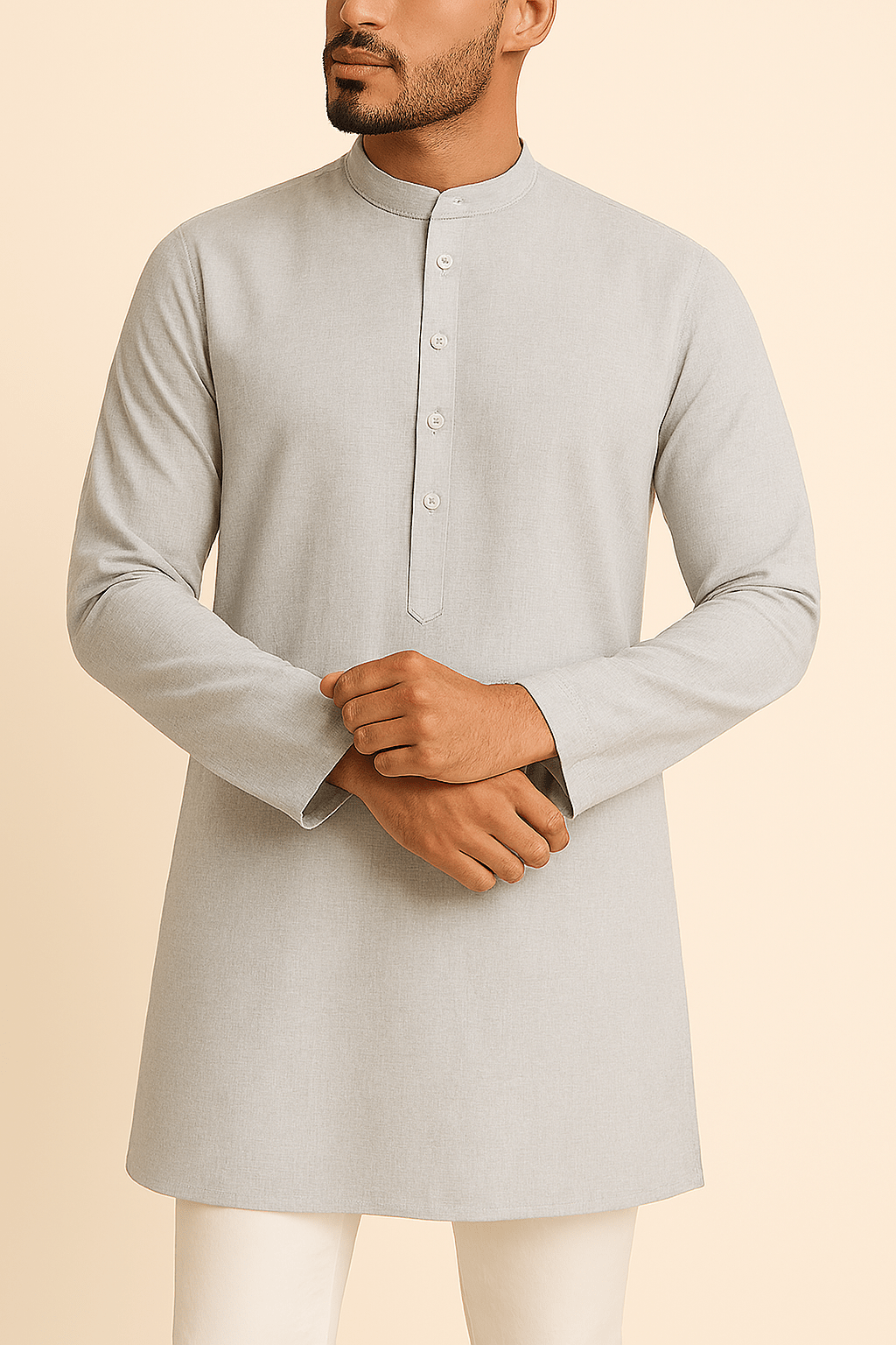 Premium Light Grey Addi/Paper Cotton Kurta Fabric – Ultra - Thin & Breathable, 58" Wide - Poshak Fabrics