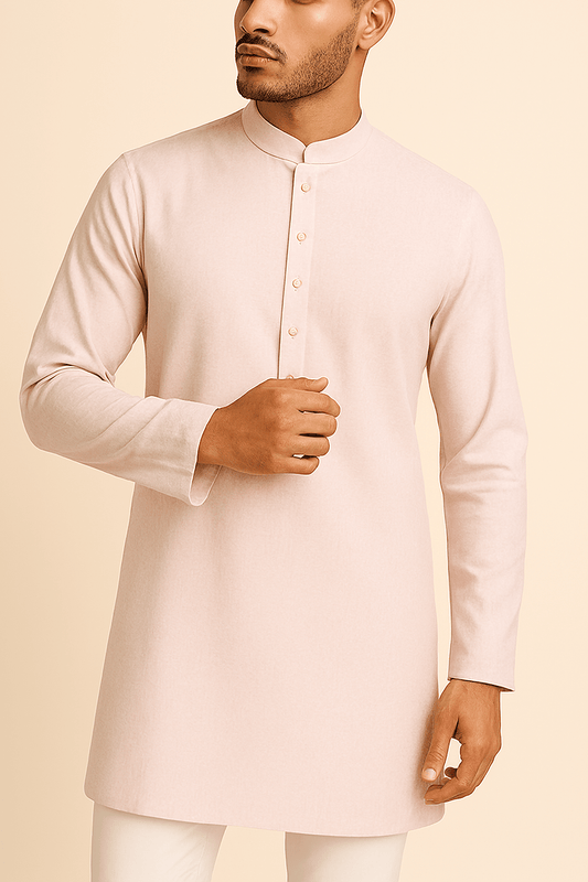 Premium Light Pink Geometric Jacquard Addi/Paper Cotton Kurta Fabric – Ultra - Thin & Breathable, 58" Wide - Poshak Fabrics