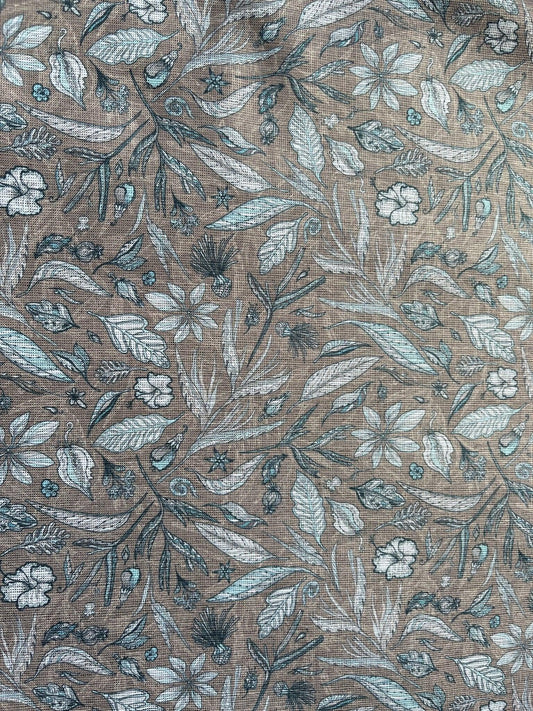 Premium Linen Cotton Printed Fabric for Shirts & Kurtas – 58" Wide | Modern Botanical Motif - Poshak Fabrics