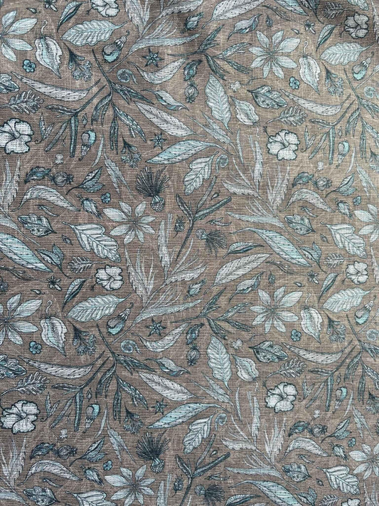 men's fabrics premium-linen-cotton-printed-fabric-for-shirts-kurtas-58-wide-modern-botanical-motiflinen-cotton-fabric-5240630 - Poshak Fabrics
