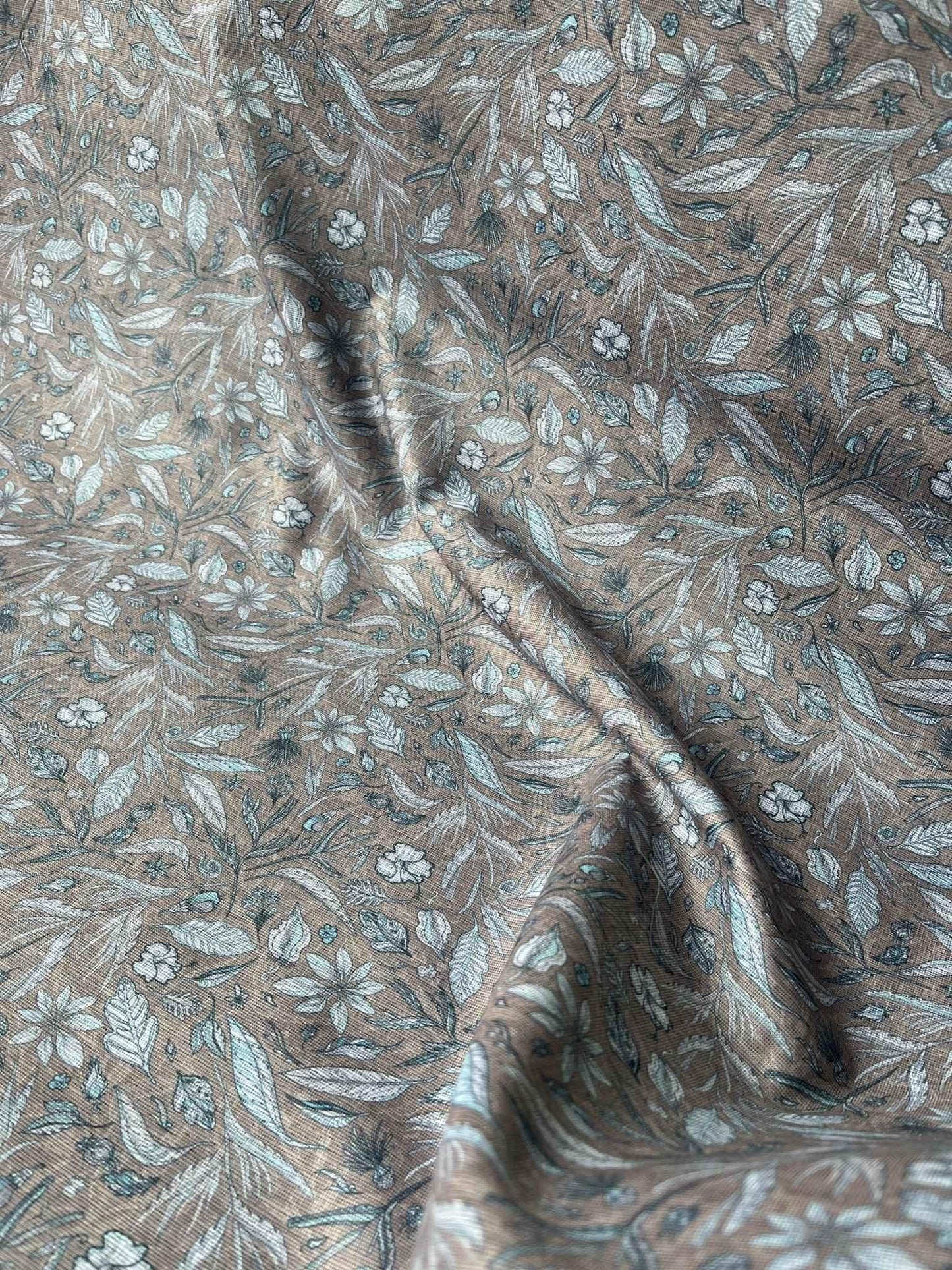 men's fabrics premium-linen-cotton-printed-fabric-for-shirts-kurtas-58-wide-modern-botanical-motiflinen-cotton-fabric-5770075 - Poshak Fabrics