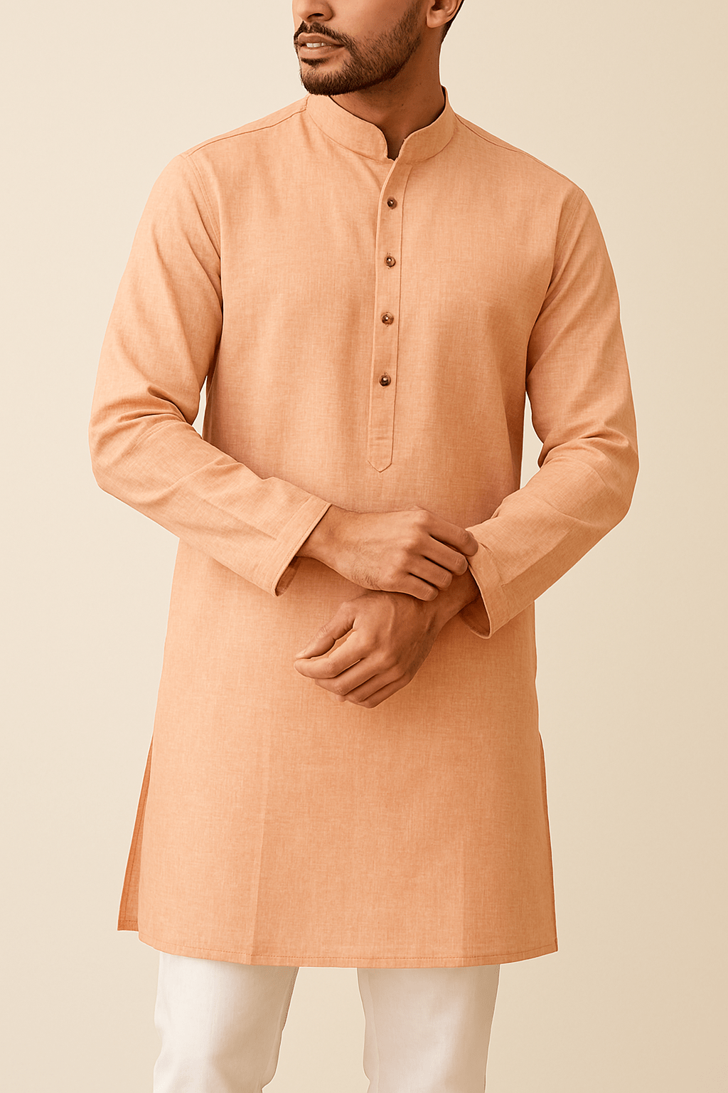 Premium Peach Addi/Paper Cotton Kurta Fabric – Ultra - Thin & Breathable, 58" Wide - Poshak Fabrics