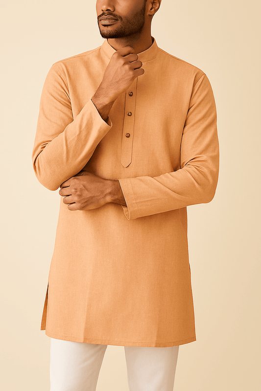 Premium Peach Addi/Paper Cotton Kurta Fabric – Ultra - Thin & Breathable, 58" Wide - Poshak Fabrics