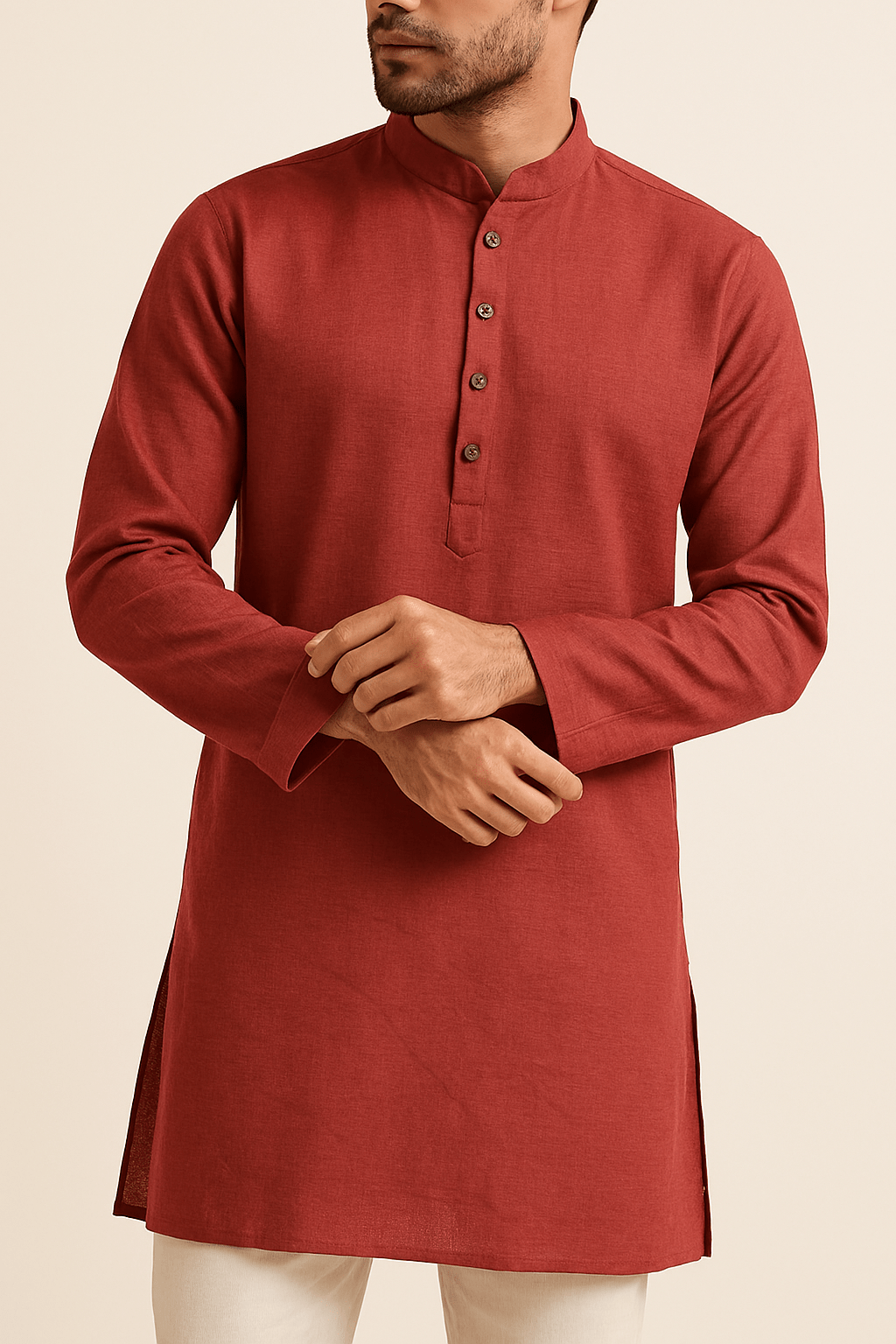 Premium Rusty Red Addi/Paper Cotton Kurta Fabric – Ultra - Thin & Breathable, 58" Wide - Poshak Fabrics