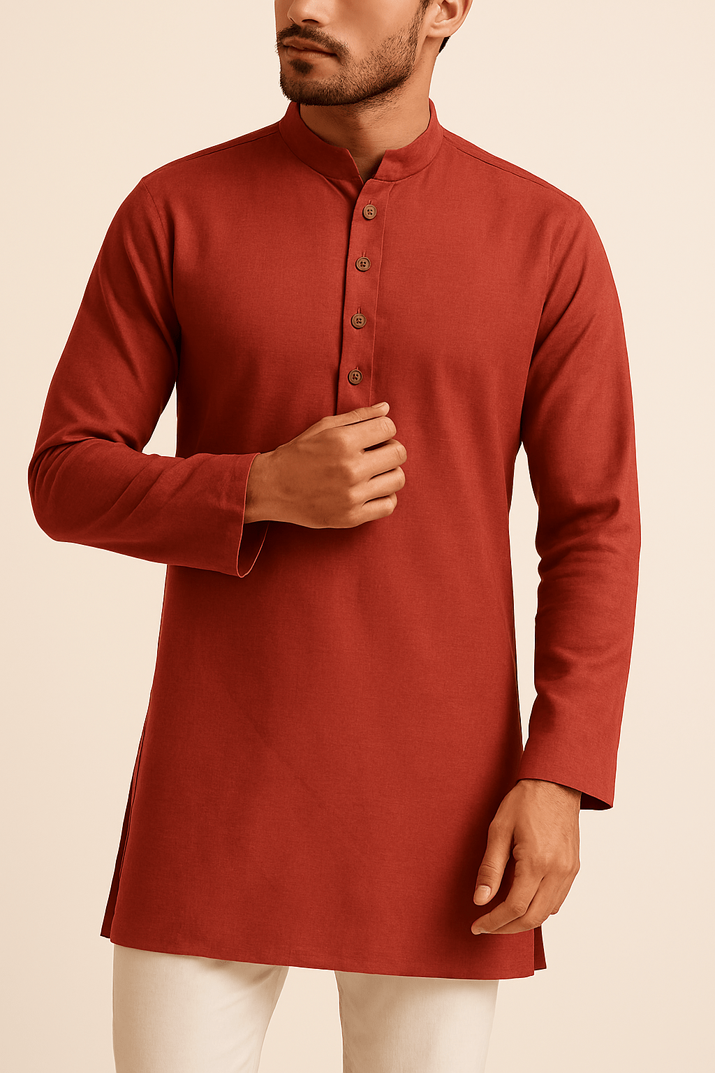 Premium Rusty Red Addi/Paper Cotton Kurta Fabric – Ultra - Thin & Breathable, 58" Wide - Poshak Fabrics